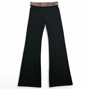 Victorias Secret Foldover Y2K Flared Cheetah Print FlapBlack Legging Size medium